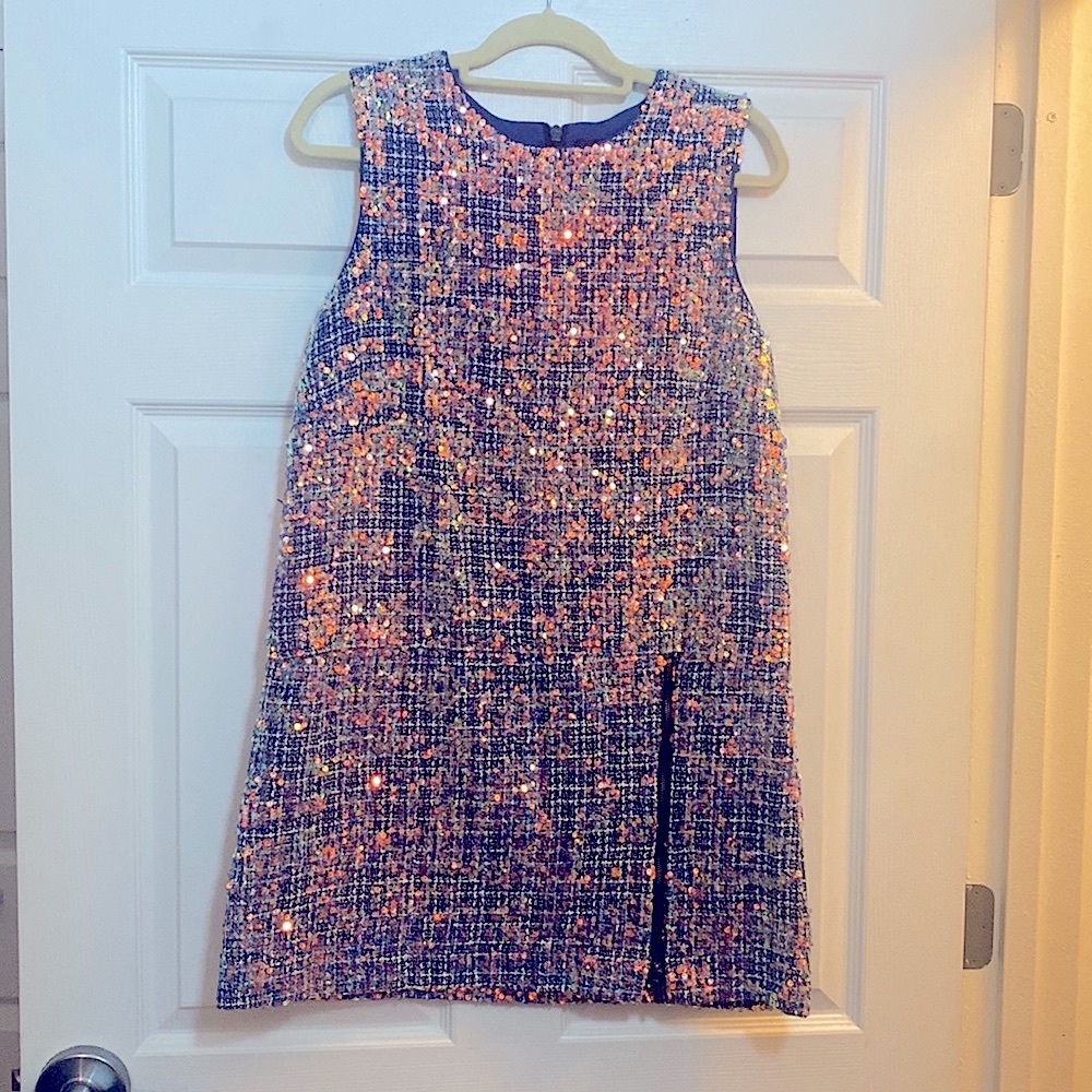 Modern Sequined Boucle Shift dress by Nicole Miller Collection